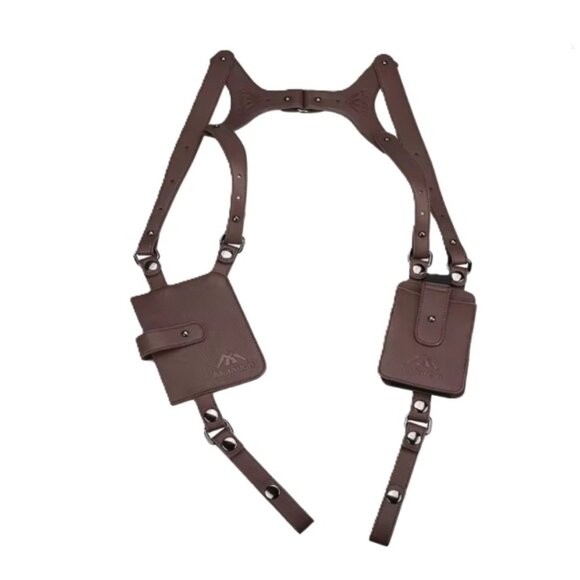 Mutarion Brown PU Leather Double Shoulder Holster Bag – 2‑in‑1 Underarm Pouch - Picture 7 of 8
